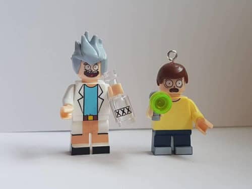 rick and morty lego key chain
