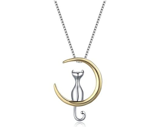 cat jewelry moon pendant