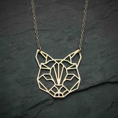 cat jewelry geo cat necklace
