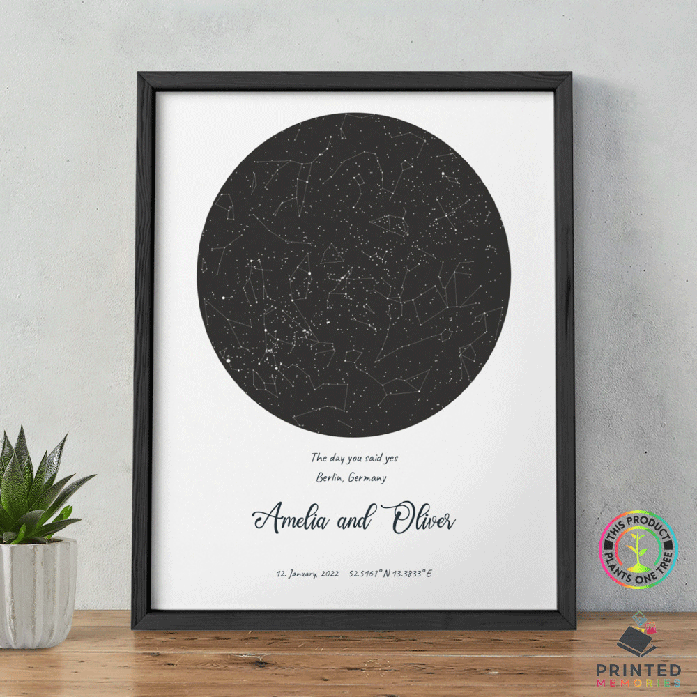 Personalised NEW BORN star map perfect gift for birthday/BABY/CHRISTENING