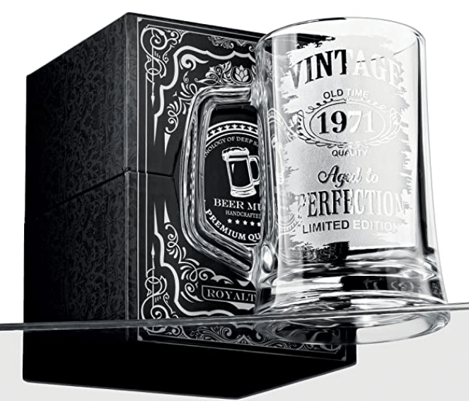 Retro Whisky Drinking Tumbler Vintage 1971 Fun 50th Birthday Whiskey Rocks Glass Gifts for Men & Women Turning 50